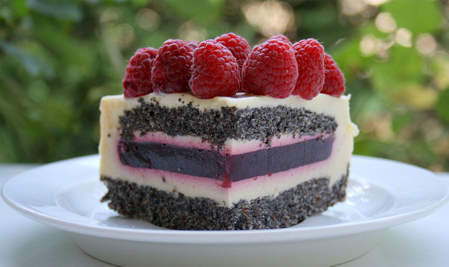 zdrava torta s bez glutena secera maline mak vanilija 1