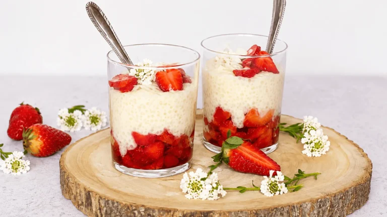 Tapioca kaša s jagodama i kokosom