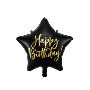 Folijski balon Happy Birthday, 40 cm, crni