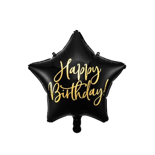 Folijski balon Happy Birthday, 40 cm, crni