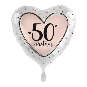 Folijski balon srce, Sretan 50. rođendan, 43 cm