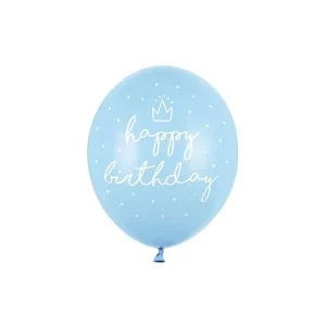 Balon 30 cm, Happy Birthday, plavi, 50 kom