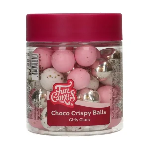 Choco Crispy Balls, bijele/roza/srebrne, 130 g