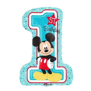 Folijski balon Mickey Mousse, 1. rođendan, 48x71 cm