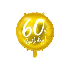 Folijski balon 45 cm, 60. rođendan, zlatni