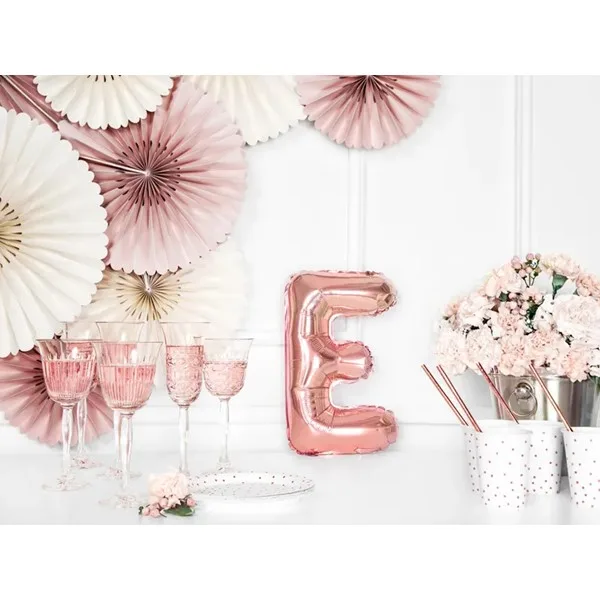Folijski balon 35cm, slovo E, rose gold - Slika 3