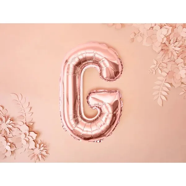 Folijski balon 35cm, slovo G, rose gold - Slika 3