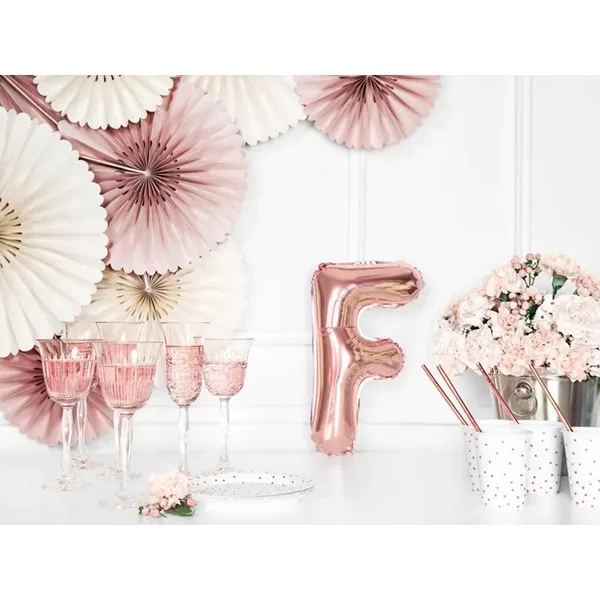 Folijski balon 35cm, slovo F, rose gold - Slika 2