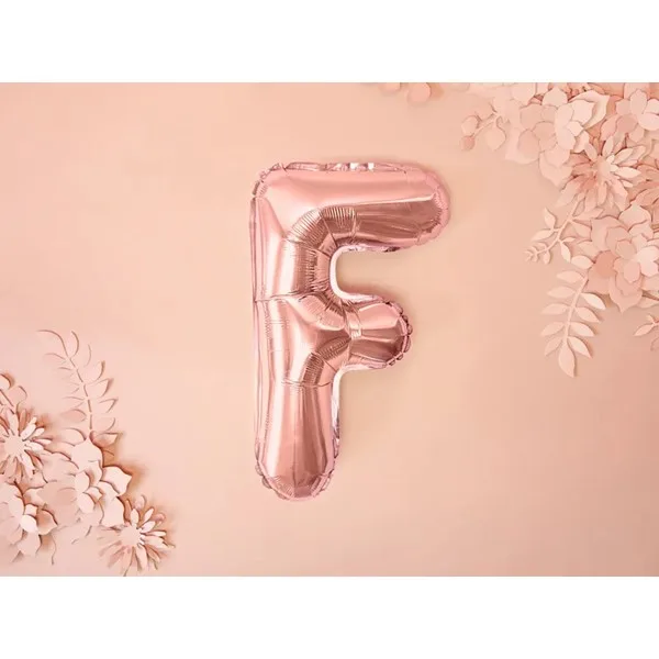 Folijski balon 35cm, slovo F, rose gold - Slika 3