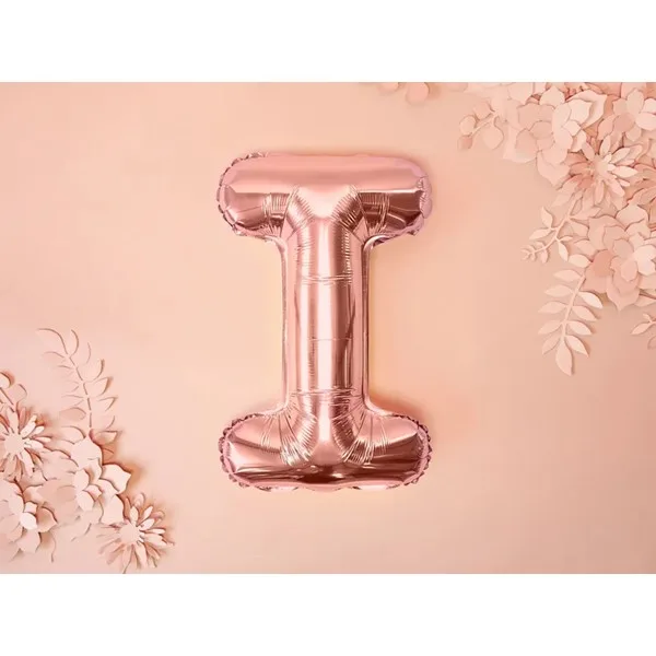Folijski balon 35cm, slovo I, rose gold - Slika 3