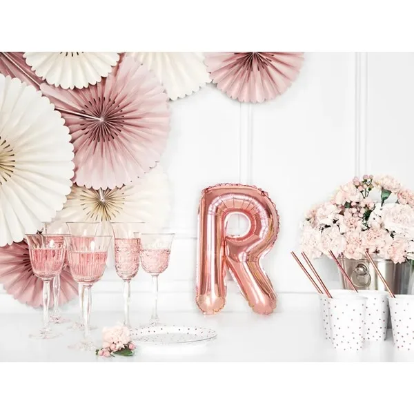 Folijski balon 35cm, slovo R, rose gold - Slika 3