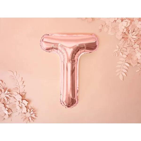 Folijski balon 35cm, slovo T, rose gold - Slika 3