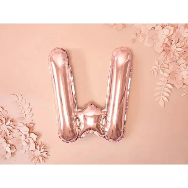 Folijski balon 35cm, slovo W, rose gold - Slika 2