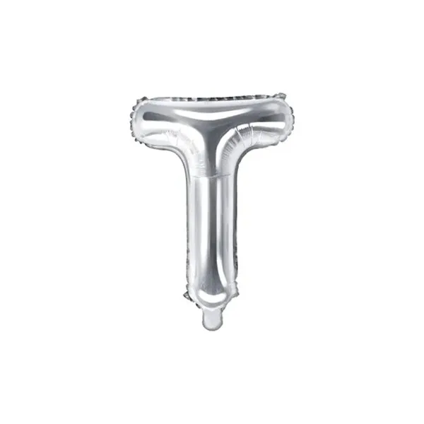 Folijski balon 35cm, slovo T, silver