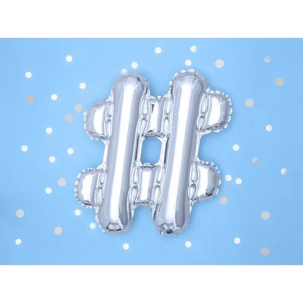 Folijski balon 35cm, znak #, silver - Slika 2