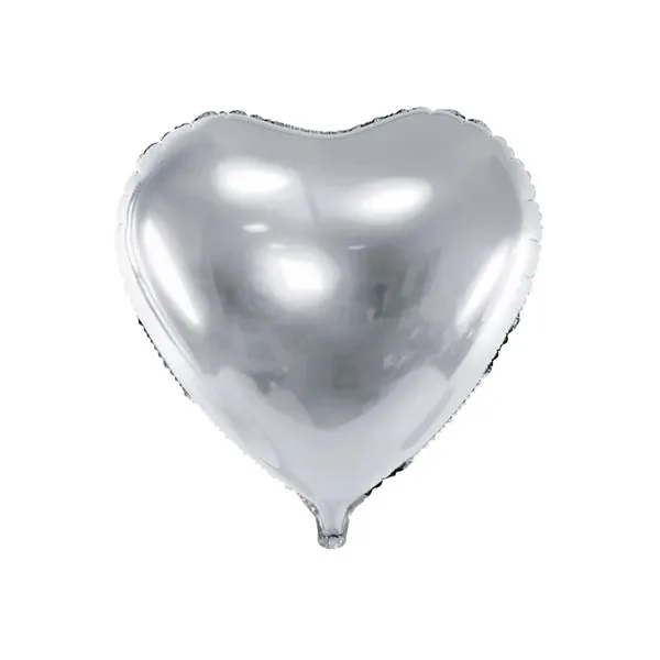 Folijski balon srce, srebrno, 61 cm