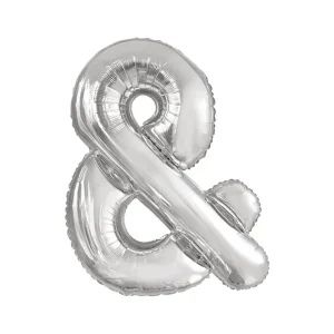 Folijski balon 80cm, znak &, silver