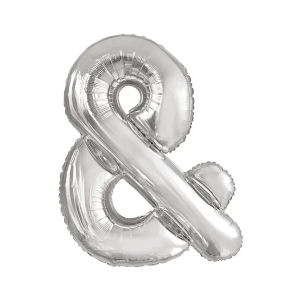 Folijski balon 80cm, znak &, silver