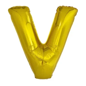 Folijski balon 80cm, slovo V, gold