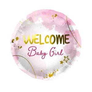 Folijski balon Welcome Baby Girl, 45 cm
