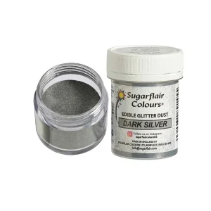Sugarflair jestive šljokice, srebrne, Dark Silver, 10 g