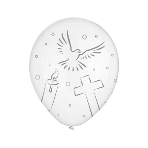 Lateks balon golubica i križ 30 cm, 8 kom