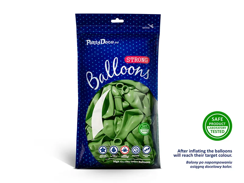 Metallic balon 27 cm, zeleni, Bright Green, 100 kom - Slika 2