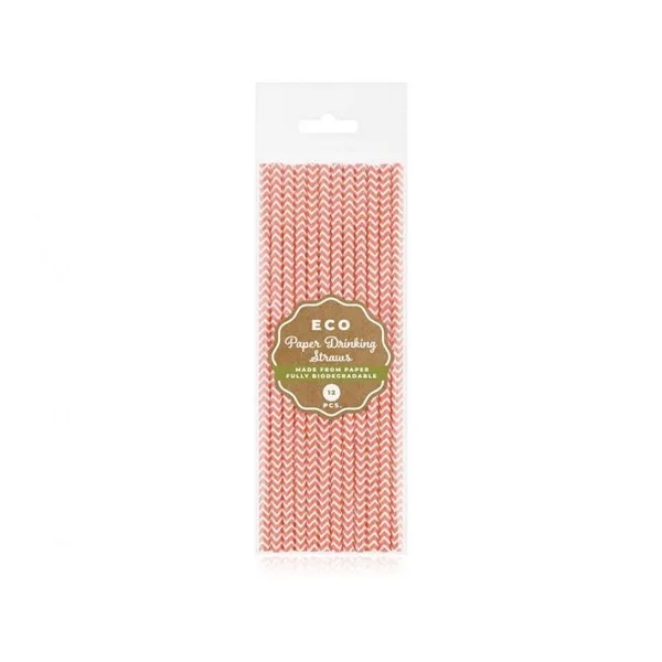 Papirnate slamke Chevron, roza - Slika 2