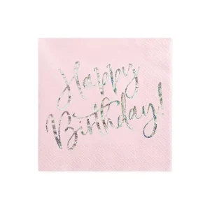 Party salvete Happy birthday, roza, 33*33 cm