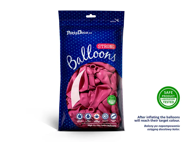 Pastelni balon 27 cm, roza, Hot Pink, 100 kom - Slika 2