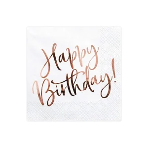 Party salvete Happy birthday, rose gold, 33*33 cm
