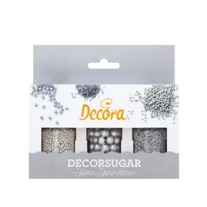 Dekorativne šećerne perlice srebrne, 3 kom