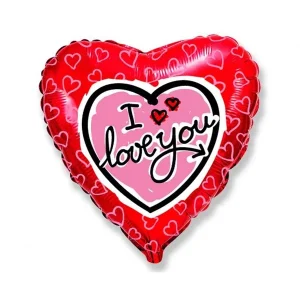 Folijski balon srce, I Love You, 45 cm