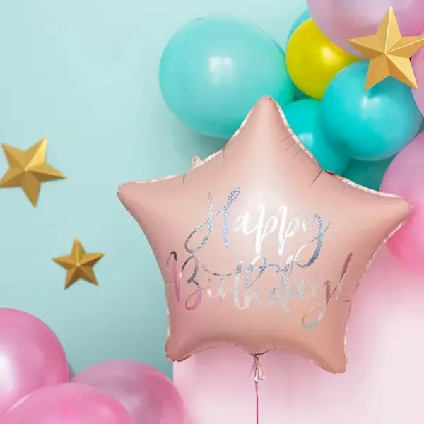 Folijski balon 40 cm, Happy Birthday, roza - Slika 2